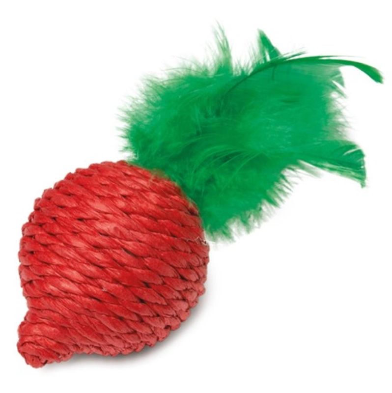 Игрушка для кошек"Свекла с перьями" 60/120 мм