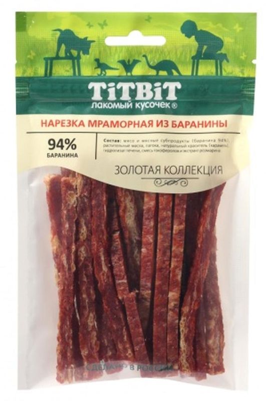 Нарезка мраморная из баранины для собак Золотая коллекция 80 гр