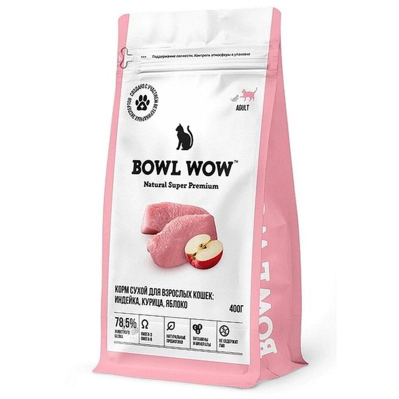 Сухой корм д/кошек с индейкой и яблоком 0,4 кг