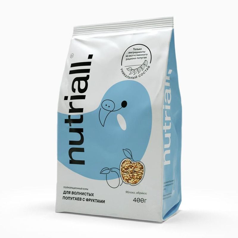 Полнорационный корм для волнистых попугаев с фруктами 900 гр