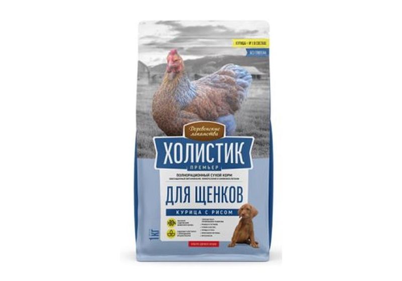 Сухой корм для щенков всех пород со вкусом курица с рисом 1 кг