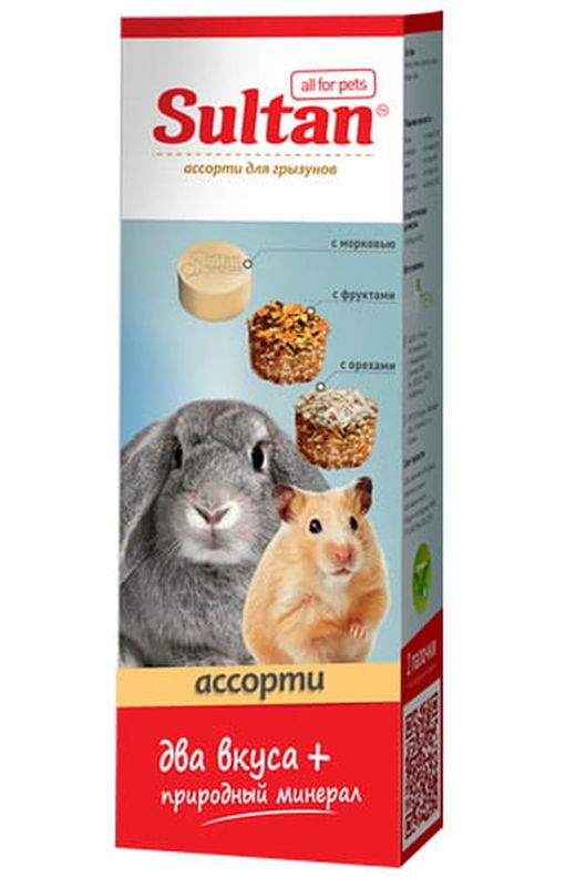 Зерновые палочки д/грызунов Ассорти/минеральный камень 3 шт