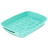 Туалет для кошек с сеткой малый "Леопольд", 34 х 26 х 5 см светло-бирюзовый