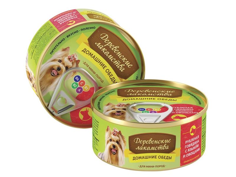 Домашние обеды для мини-пород: рубленая говядина с языком и овощами 100 гр