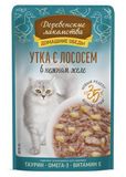 Домашние обеды Утка с лососем в нежном желе пауч для кошек 70 гр