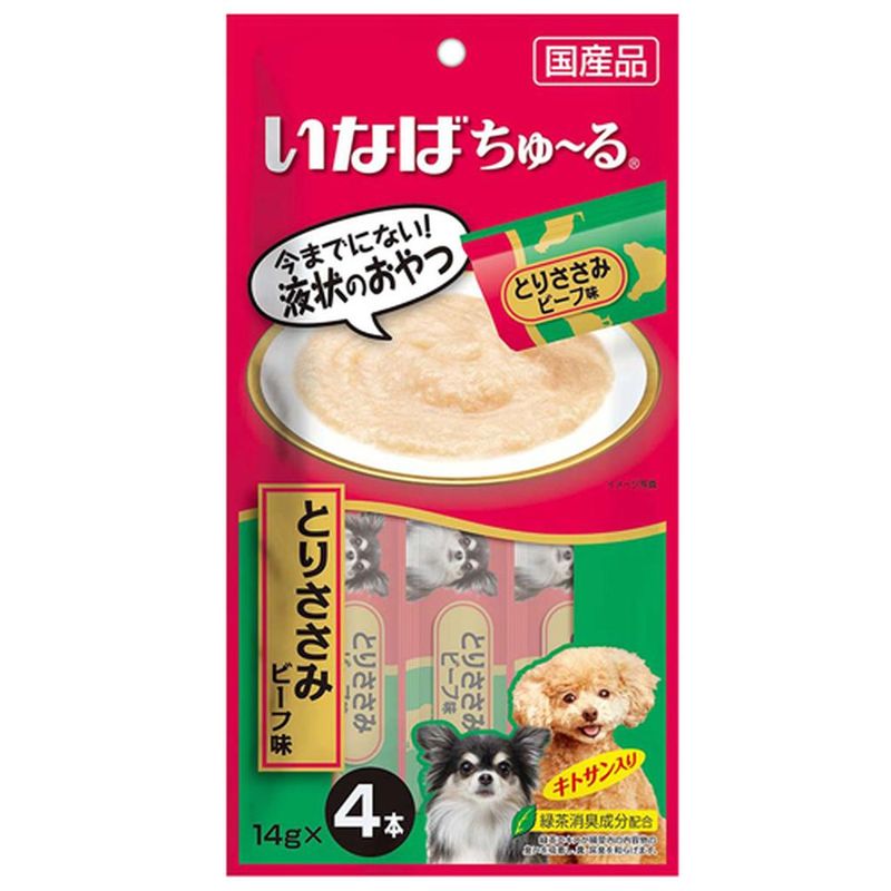 Churu, Лакомство-пюре для собак, куриное филе со вкусом говядины 4 х 14 гр