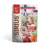 Влажный корм для взрослых кошек мясной рацион в соусе, пауч 85 гр