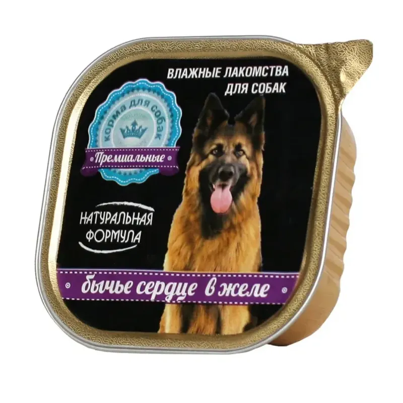 Корм влажный д/собак бычье сердце в желе 300 гр