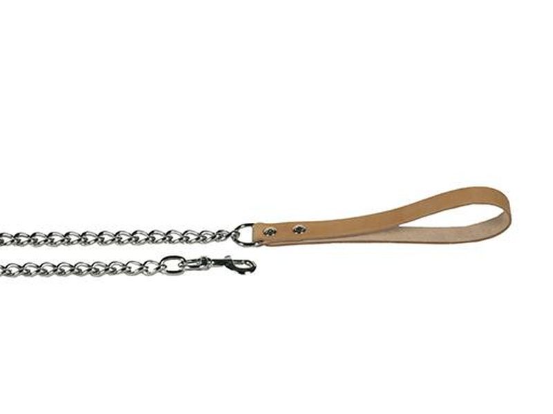 Поводок цепной с кожаной ручкой 1,6 мм, длина 1,2 м